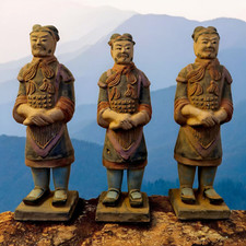Terracotta Warriors - Set of 3 Figures - Painted Colours - 20cm