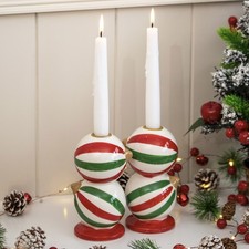 Set of 2 Striped Christmas