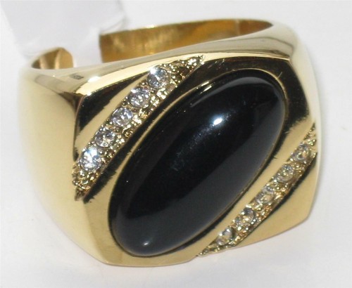 Mens gold onyx - ring, black