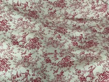 French Toile Cotton Fabric Red