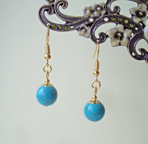 Turquoise stone bead gold - stone,