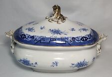 Antique Bradwell Cauldron England Soup Bowl Tureen Flow Blue 28cm  ISSUES