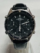Seiko Chronograph Sports 7A38-6040 Black Diver Watch Rare Used from Japan F/S