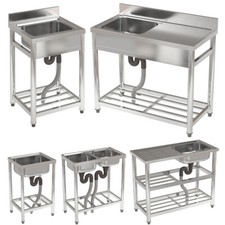 Camping Sink Stainless Steel Large Outdoor Hand Wash Basin Kitchen Table Station