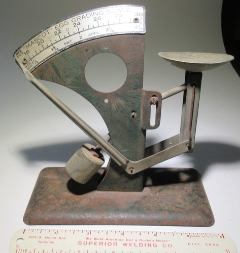Vintage egg scale mascot - egg,