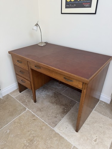 Solid oak desk with - oak,