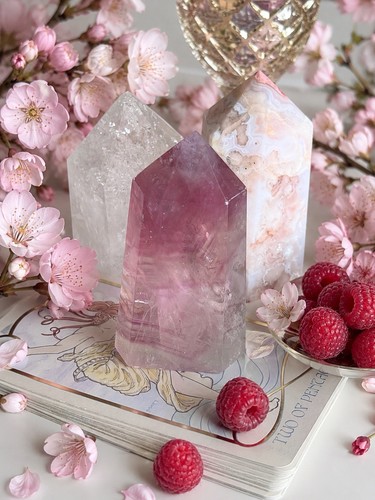 Watermelon fluorite tower - tower, 8cm