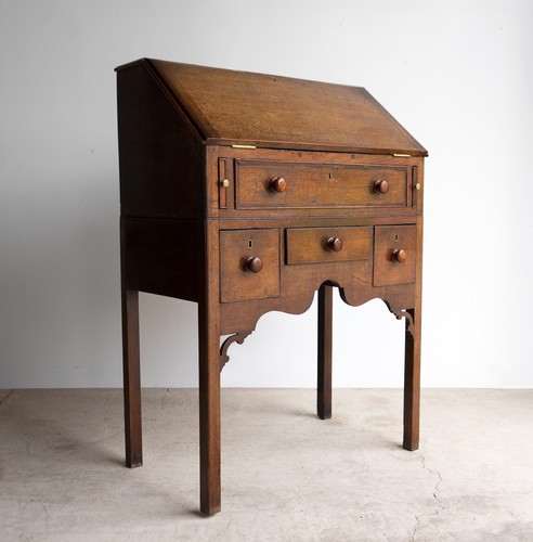 Antique georgian oak bureau - antique,