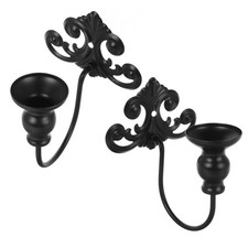  2 Pcs Wrought Iron Wall Candle Holder Sconces for Candles Bedroom Decor