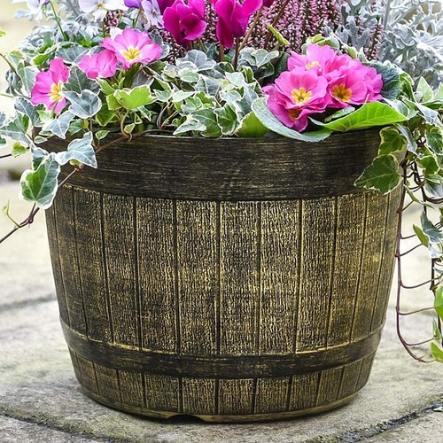 Garden whiskey barrel planter - garden,