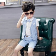 3Pcs Formal Toddler Children Boy Kid Short Suit Wedding Party Outfits UK 1-3YEAR