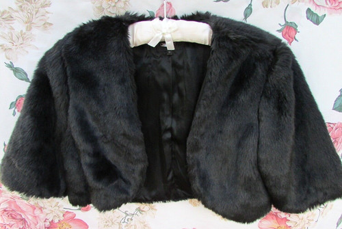 Black silky faux fur jacket - faux,