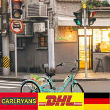 3 Wheel Tricycle Adult 7 Speed Bicycle Trike with Light & Shopping Basket 24"