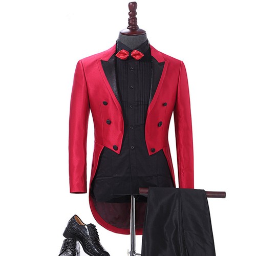 Red mens tailcoat blazer - mens, 3