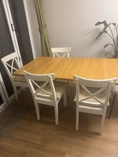 4 White Wooden Chairs For