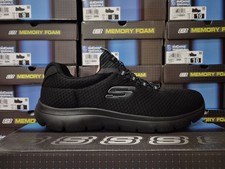 SKECHERS MENS SUMMITS SPORT SLIP-ON SHOES BLACK MEMORY FOAM TRAINERS