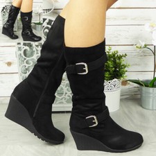 Mid Calf Wedge Boots Shoes
