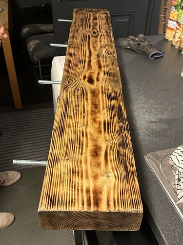 Blowtorched pine floating - blowtorched,
