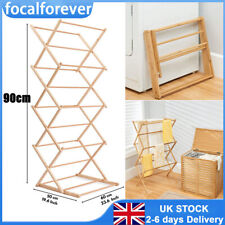 Portable Wooden Clothes Airer Indoor Laundry Drying Rack Vertical Dryer Stand UK