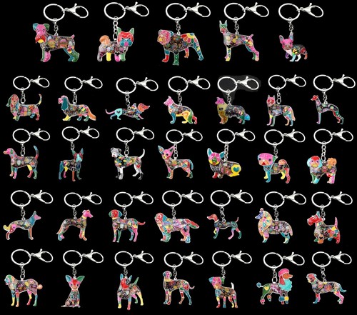 Enamel dog keyring bag - enamel,