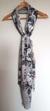 Lola Rose Modal Wool Scarf, 180x70cm, Floral Picnic, Grey/Pink, NEW