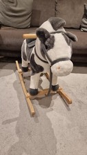 Dunelm Soft Plush White Rocking Horse – Wooden Base & Handle