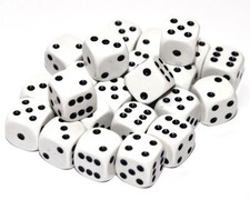 24 White Dice, (six sided)