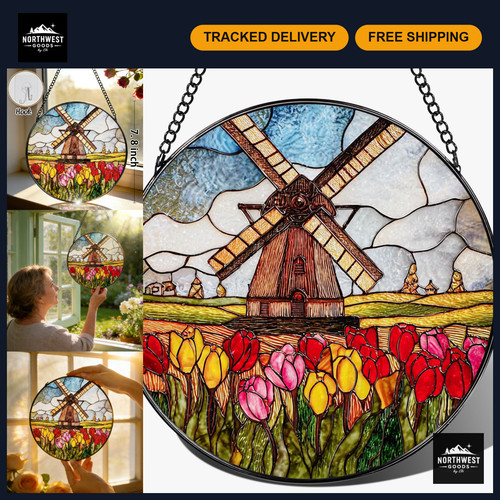 Stained glass windmill - stained,