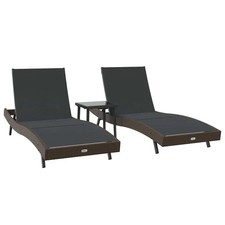 Sun Loungers 3 pcs Poly Rattan Adjustable Outdoor Garden Terrace Seating  vidaXL