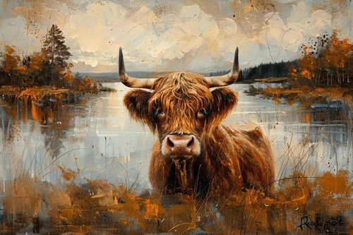 Highland cow animal canvas - highland,