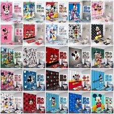Mickey Mouse 3D Waterproof Shower Curtain Bathroom Mat Rug Toilet Cover Mat Lid