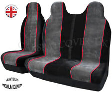 For TOYOTA HIACE (83-12) MINIBUS LUXURY GREY WITH RED TRIM VAN SEAT COVERS