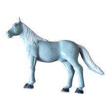 Horse, Gray & White Plastic Toy Animal, Realistic Figure, Farm Model 3.5
