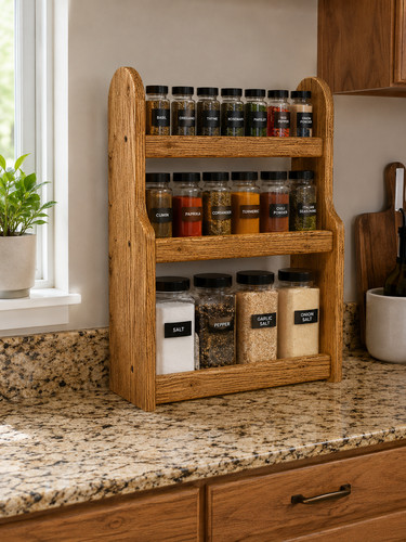 Rustic wooden spice rack - rustic,