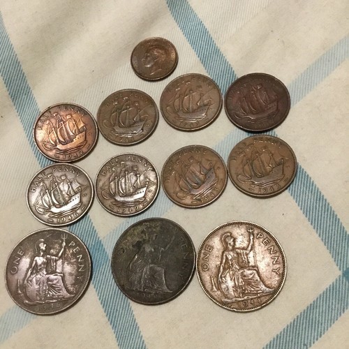 1942 farthing half pennies - half,