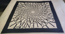 VALENTINO Large Twill Silk Scarf - Text Pattern - Cream/Black - 85 x 85 cm