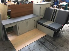 LWB LIGHTWEIGHT VOHRINGER PLY VW TRANSPORTER T4 T5 CABINET + UPHOLSTERED RnR BED