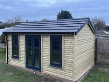 16x10 Summerhouse Shed Anthracite Grey French Doors And Windows Tiled Roof