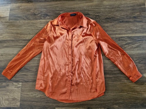 Orange satin shirt - satin,