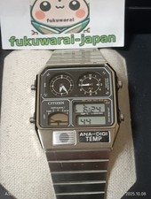 CITIZEN ANA-DIGI TEMP JG2101-78E Silver Analog Digital Vintage Men Watch in Box