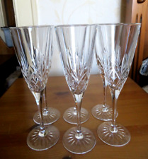 Set of 6 lead crystal cut stemmed champagne flutes 175 ml