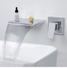 Shanfo Wall Mounted Bath Taps Waterfall Chrome Spout Brass Bath Filler Mixer Tap