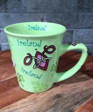John Hinde Ireland Celtic Knot 8oz Coffee Mug Cup Raised ICONS of IRELAND 3.75”T