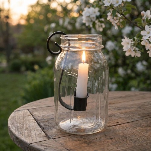 Metal candle holder for mason - for,