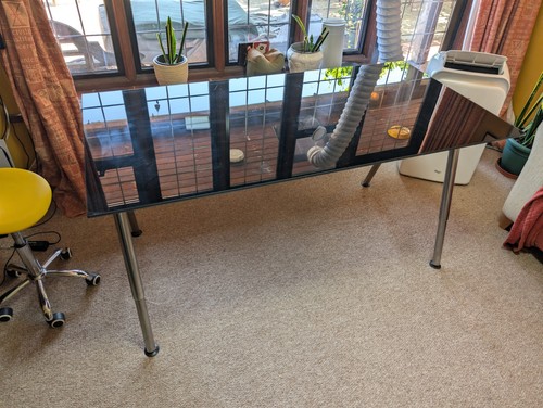 Glass desk 160x80cm - glass, solid