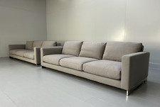 Pair of Molteni & C "Reversi" 4-Seat Sofas - In Pale Grey Linen - RRP £16,000