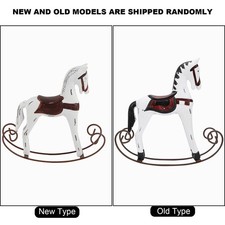 AU (White)Handmade Wooden Rocking Horse Carved Painted Kids Toy Gift Table D New