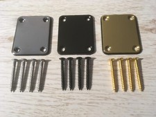 Fender Squier Stratocaster Strat Neck Plate with Screws in Chrome, Black or Gold