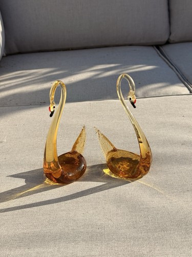Pair vintage mid century amber - vintage,