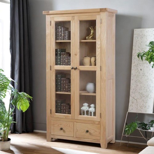 Solid oak glazed display - oak,